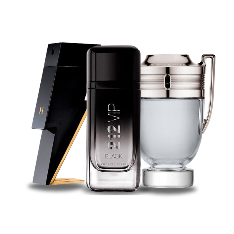 Sada 3 parfémů BAD BOY, 212 VIP BLACK, Paco Rabanne INVICTUS 100ml