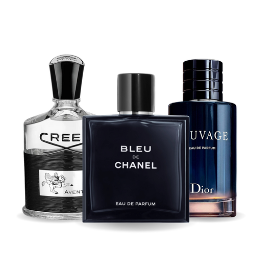 Sada 3 parfémů Creed AVENTUS, BLEU DE CHANEL, Dior SAUVAGE 100ml